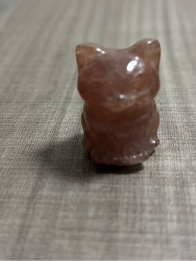 Carved Stone Cat Figurine in Rose Brown